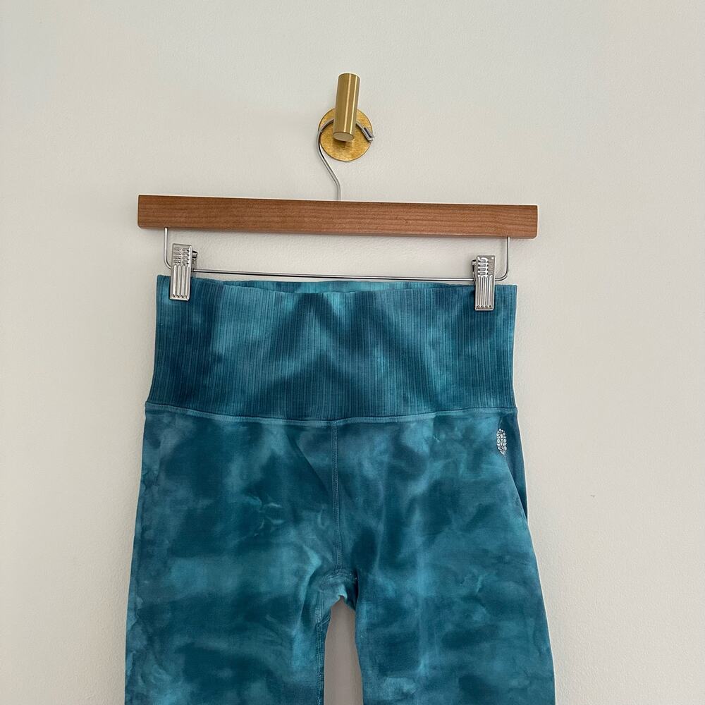 Free People Good Karma Tie Dye Yoga Leggings in Blue Peacock - Picture 5 of 8